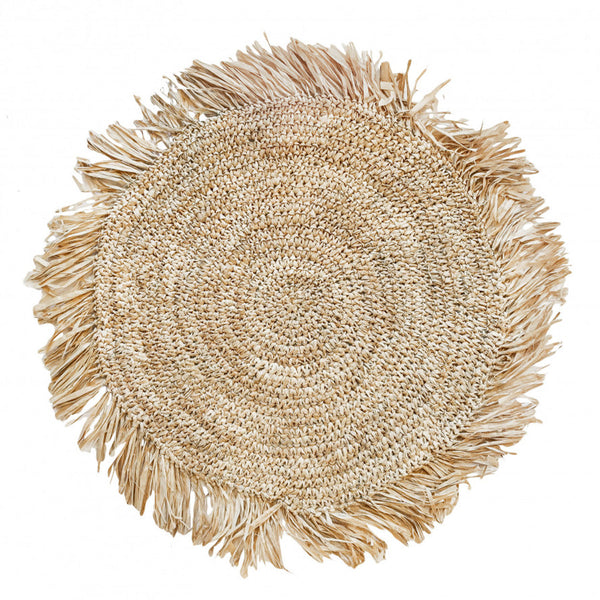 Le set de table rond en raphia à franges – Naturel