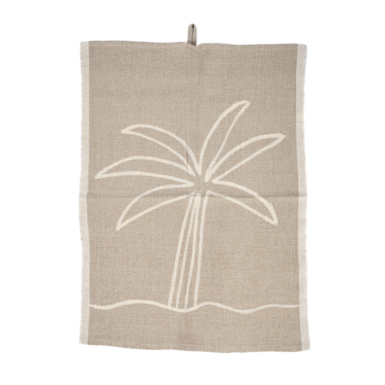 De Linnen Palmboom Keukenhanddoek - Natuurlijk Wit - 50x70