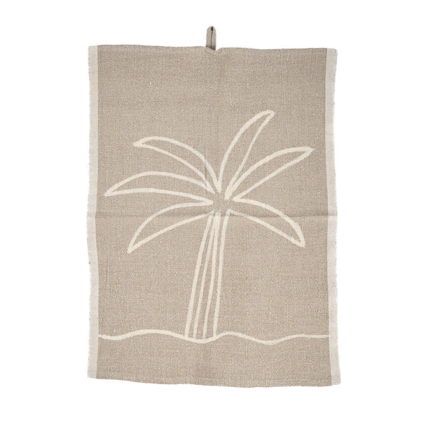 De Linnen Palmboom Keukenhanddoek - Natuurlijk Wit - 50x70
