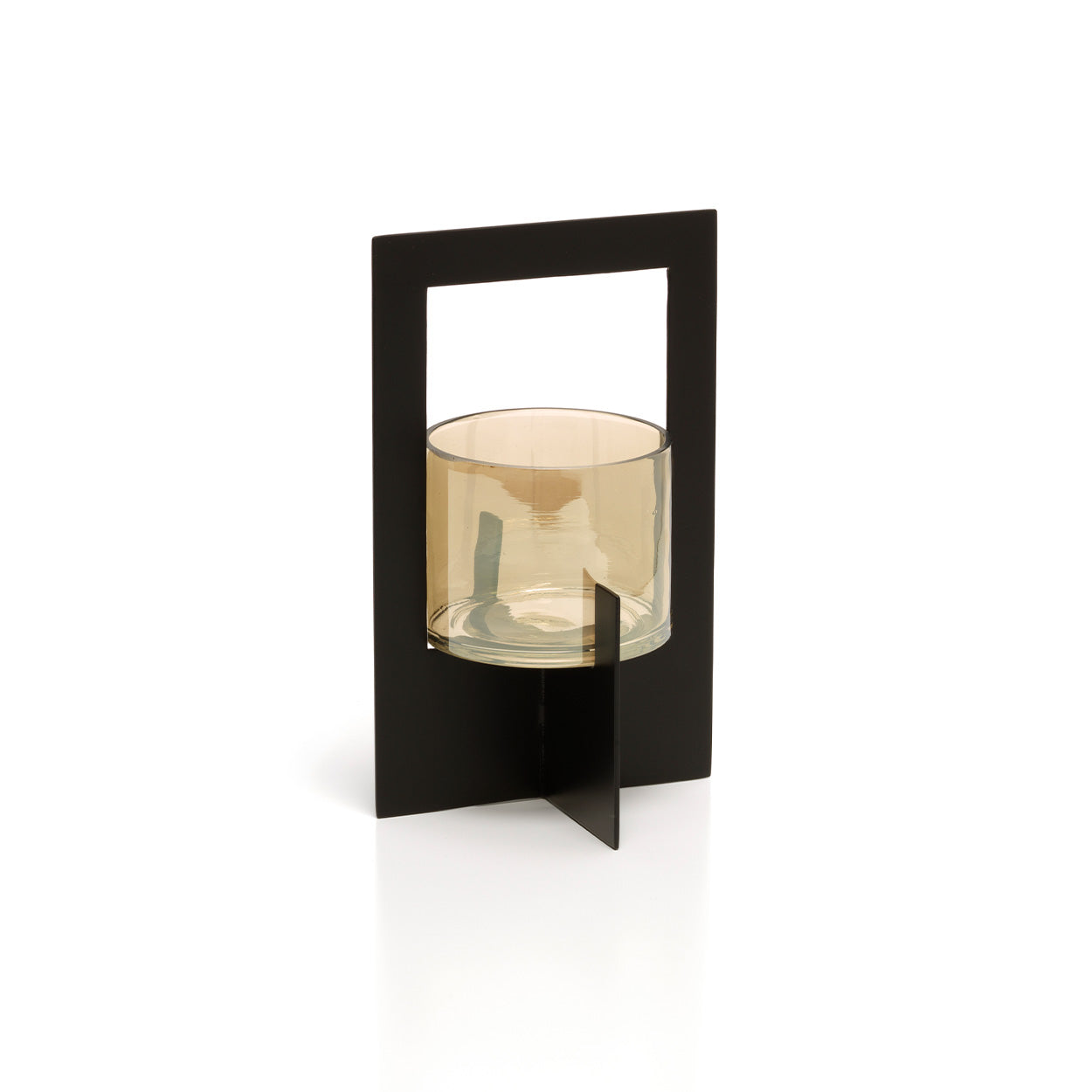 De Hurricane Waxinelichthouder met Frame - Zwart - L