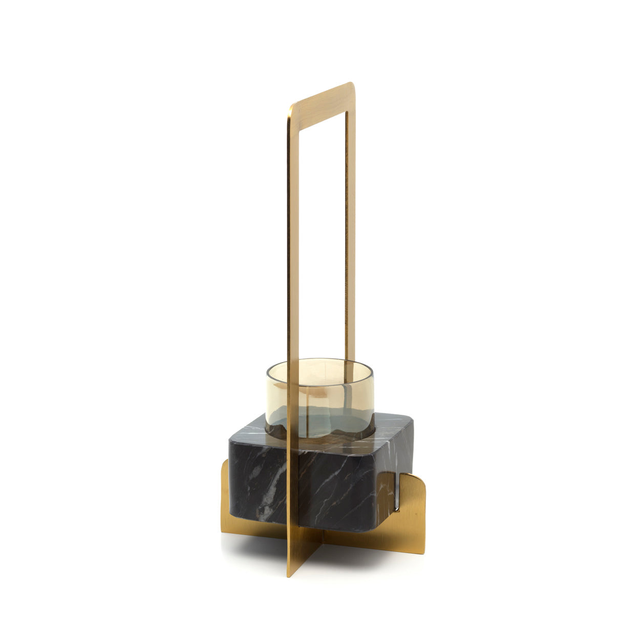 Le Bougeoir Marbre d’Or - Noir Doré - G