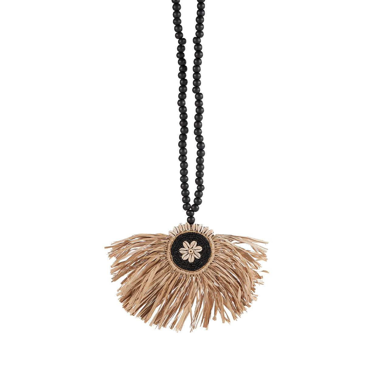 Le Pompon Mahkota en Raphia – Noir Naturel