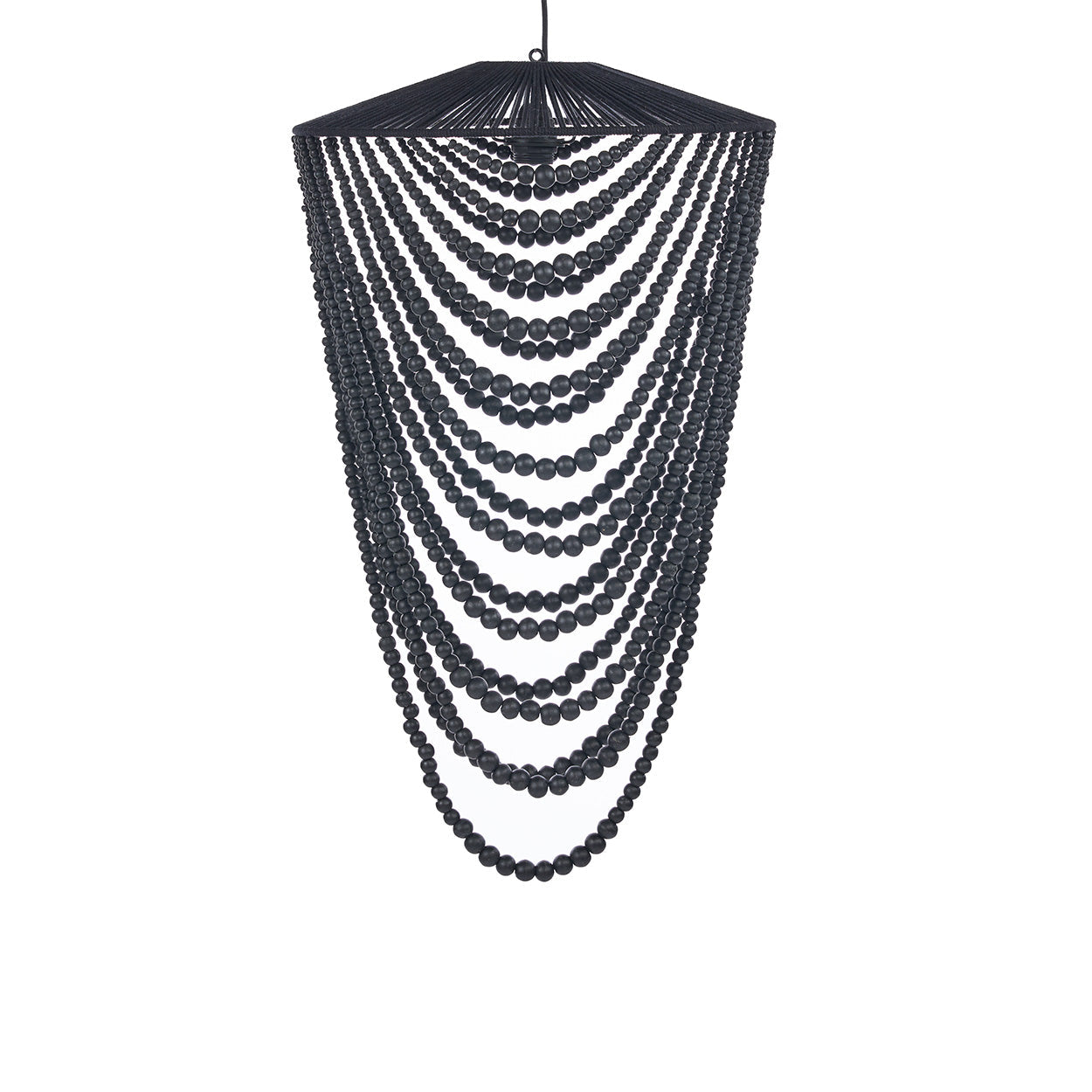 Le lustre en perles de bois - Noir - G