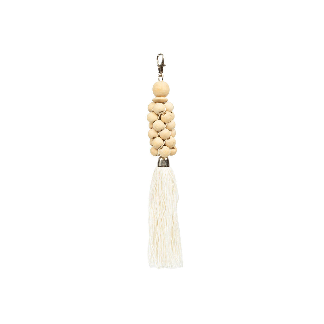 Le porte-clés perles en bois - Blanc naturel