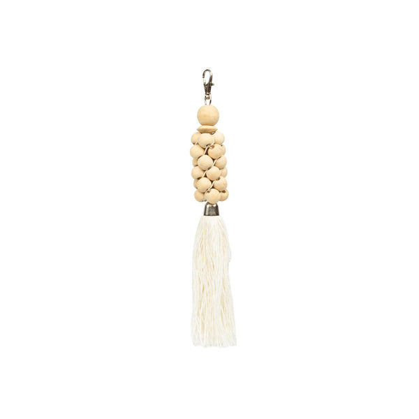 Le porte-clés perles en bois - Blanc naturel