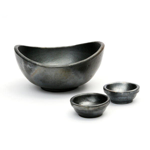 De Gebrande Gebogen Schalen - Zwart - Set van 3