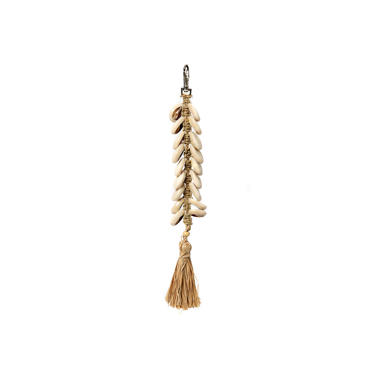 Le porte-clés en raphia motif chevrons - Blanc naturel