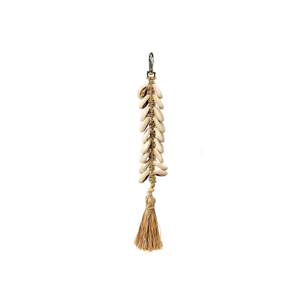 Le porte-clés en raphia motif chevrons - Blanc naturel