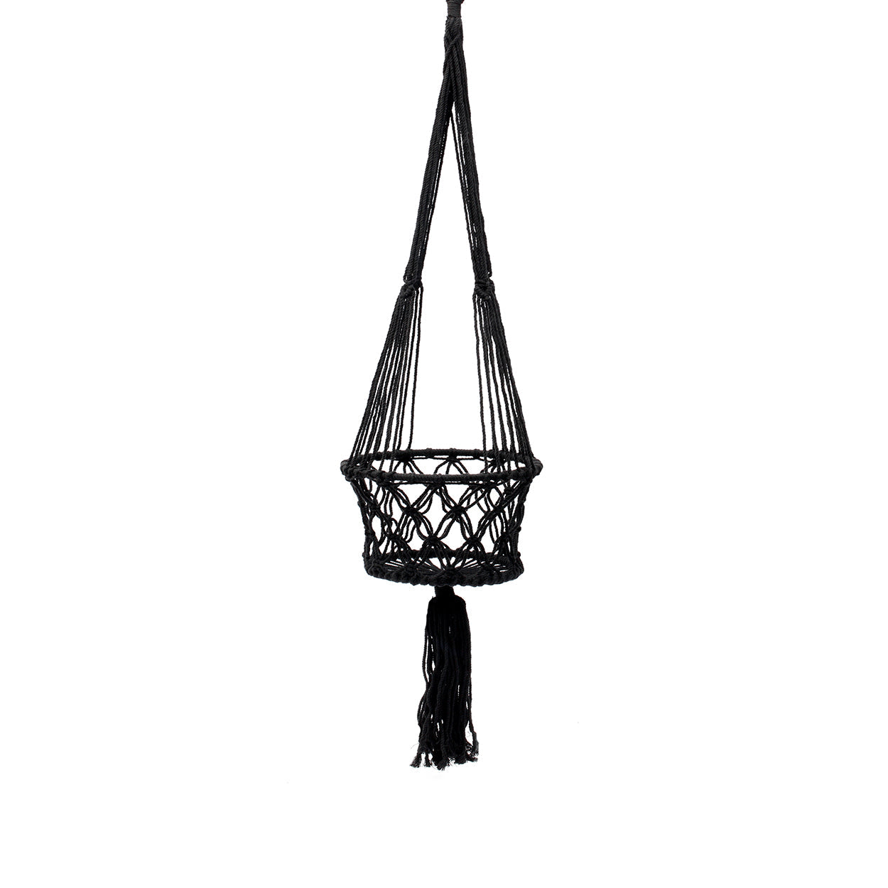 De Macramé Plantenhanger - Zwart - L