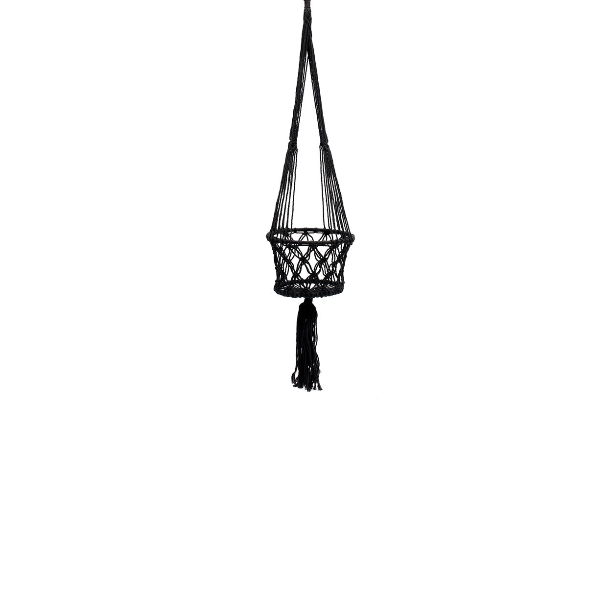 Le support de plantes en macramé - Noir - S