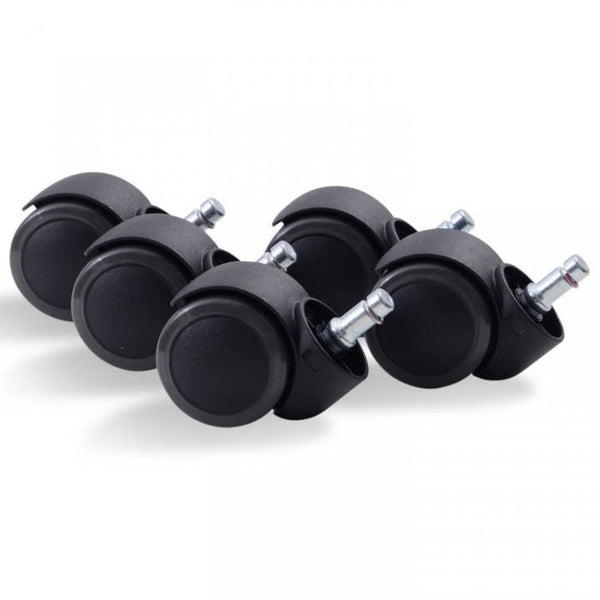 5x Workliving Office Chair Wheels No-Noise 11x50mm - Soft Wheels - Hard Floors - Unbraked