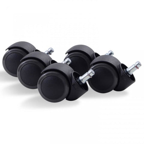5x Workliving Office Chair Wheels No-Noise 11x50mm - Soft Wheels - Hard Floors - Unbraked
