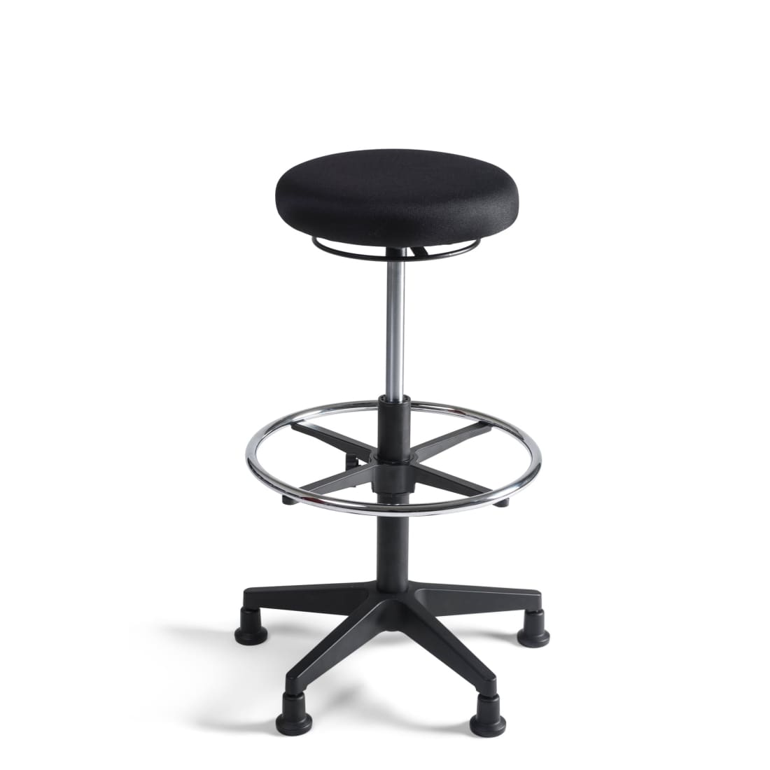 Workliving Stool High - Fabric Seat - Nylon Base - Gliders - Footrest