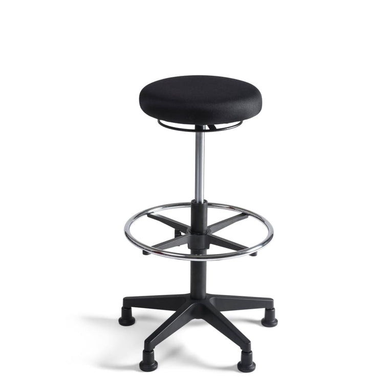 Workliving Stool High - Fabric Seat - Nylon Base - Gliders - Footrest