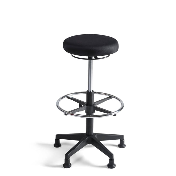 Workliving Stool High - Fabric Seat - Nylon Base - Gliders - Footrest