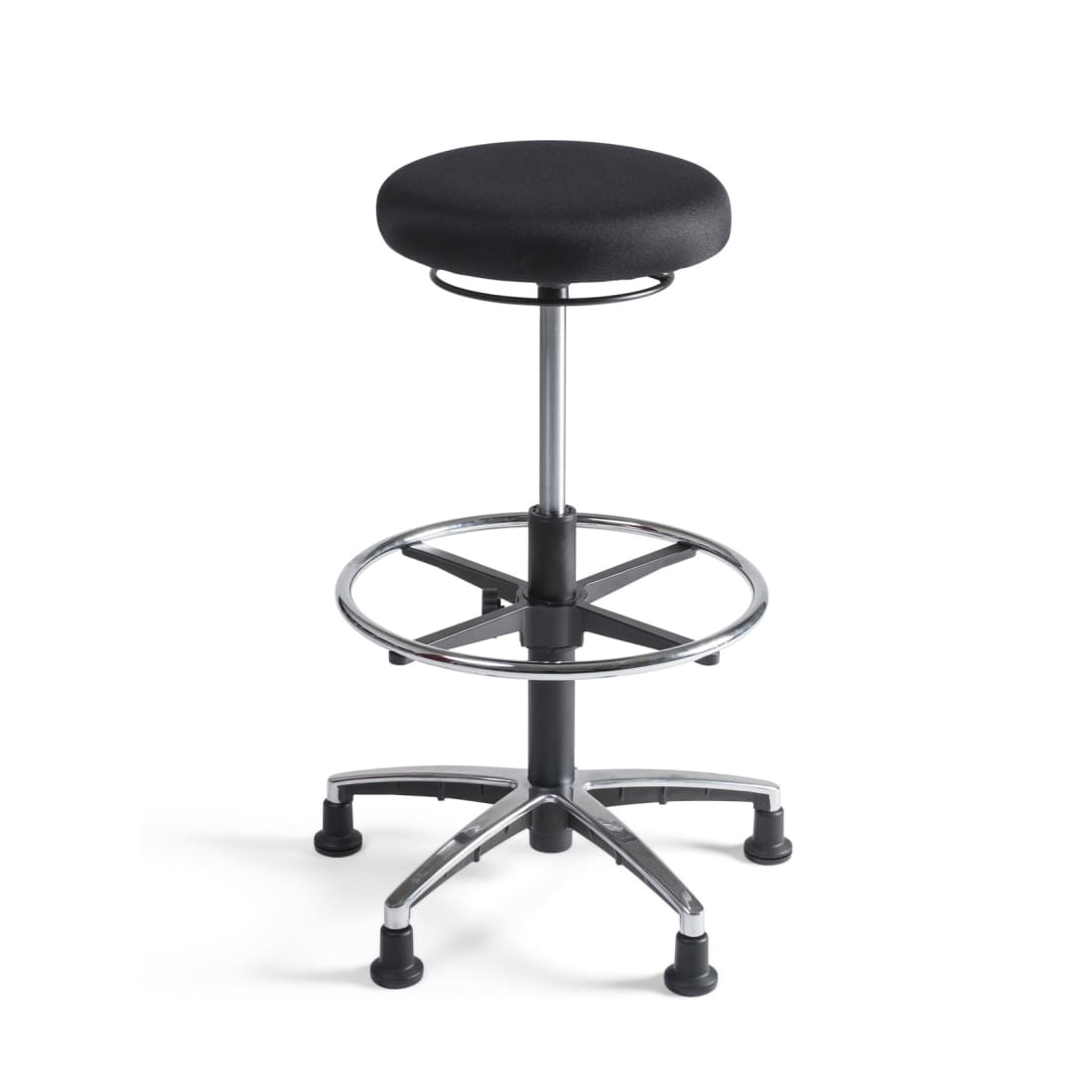 Workliving Stool High - Fabric Seat - Aluminum Base - Gliders - Footrest