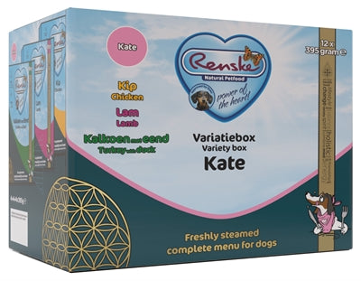 RENSKE FRESH MEAT VARIETY BOX VOOR KATTEN KIP / LAM / KALKOEN / EEND 12X395 GR