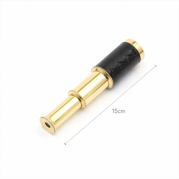 Télescope Vintage en Laiton avec Poignée en Cuir et Coffret en Bois | Or et Noir