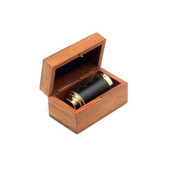 Télescope Vintage en Laiton avec Poignée en Cuir et Coffret en Bois | Or et Noir
