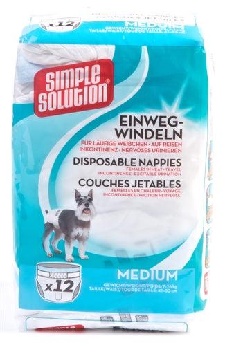 SIMPLE SOLUTION Disposable Dog Diapers Medium 12 pcs 41-53 cm