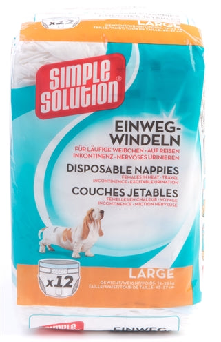 SIMPLE SOLUTION Disposable Dog Diapers Large 12 pcs 45-57 cm