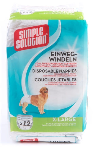 SIMPLE SOLUTION couches jetables pour chien XL 12 pièces 45-58 cm