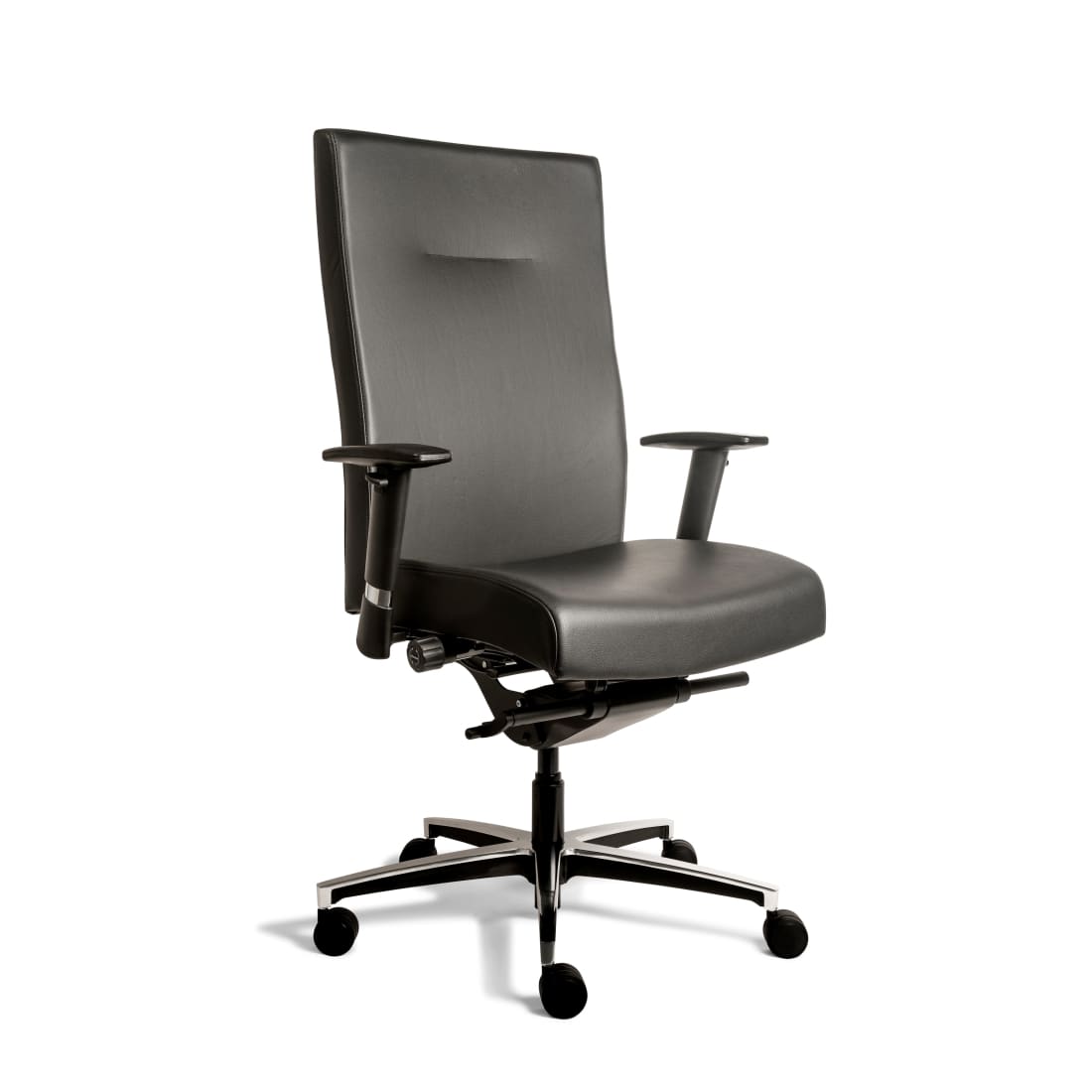 Chaise de bureau ergonomique Workliving Manager XL en cuir noir (N)EN 1335 jusqu'à 200 kg