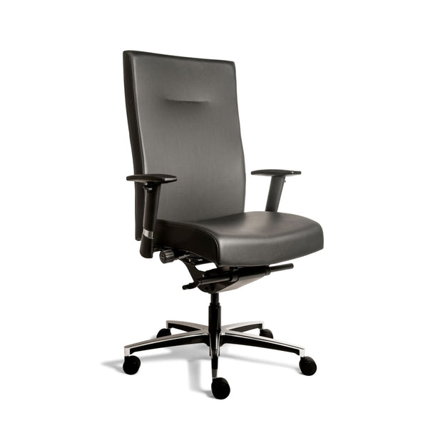 Chaise de bureau ergonomique Workliving Manager XL en cuir noir (N)EN 1335 jusqu'à 200 kg