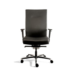 Chaise de bureau ergonomique Workliving Manager XL en cuir noir (N)EN 1335 jusqu'à 200 kg