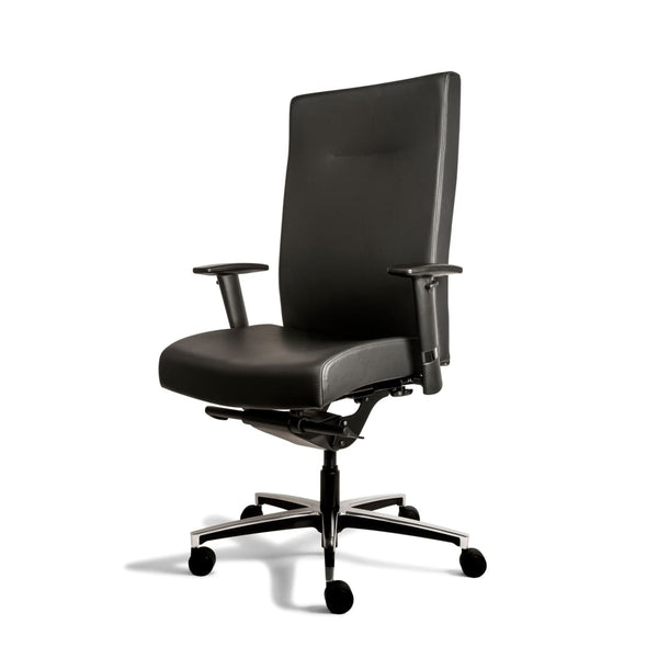 Chaise de bureau ergonomique Workliving Manager XL en cuir noir (N)EN 1335 jusqu'à 200 kg