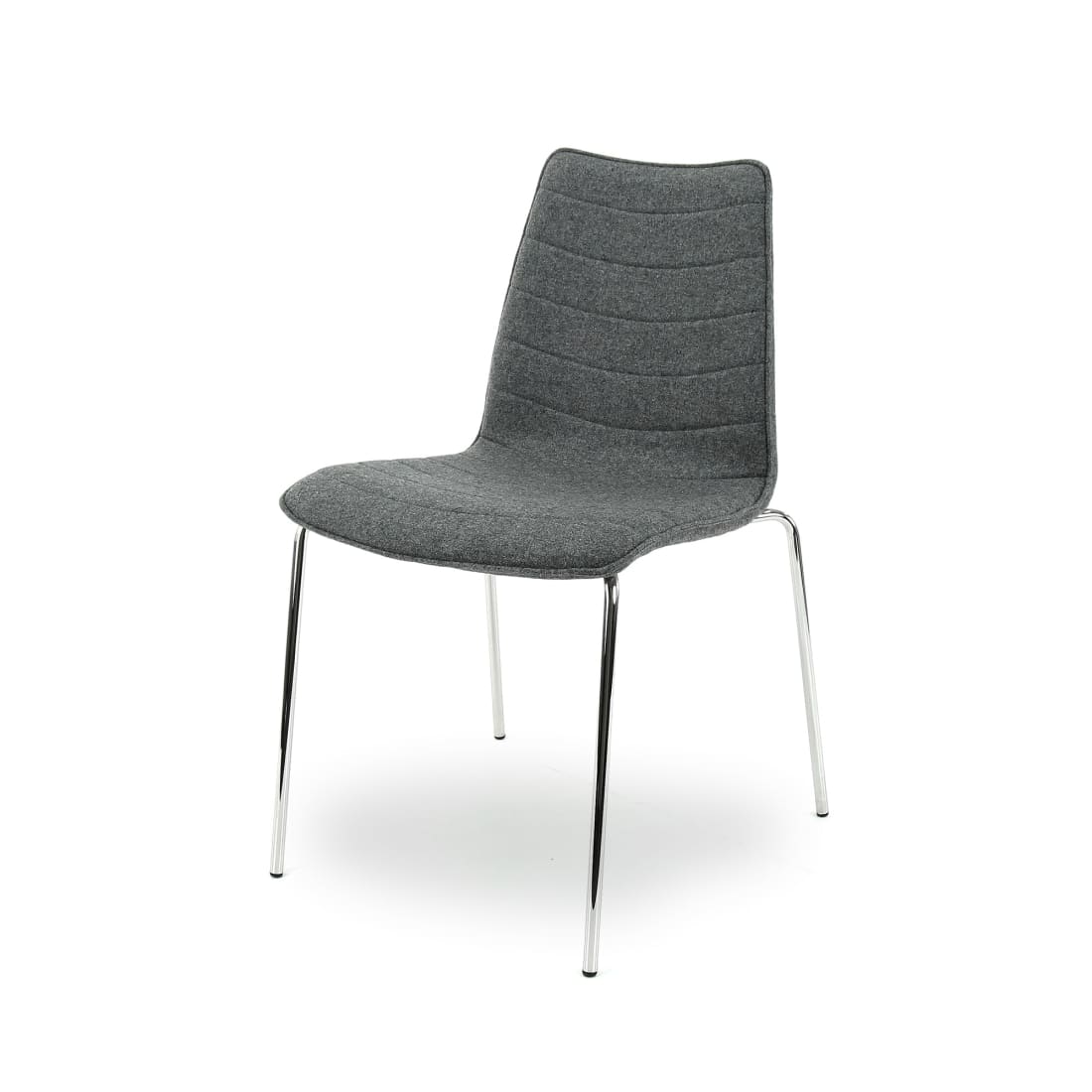 Workliving Verona Dining Chair / Meeting Chair - Middle Grey Wool Felt - Chrome Base