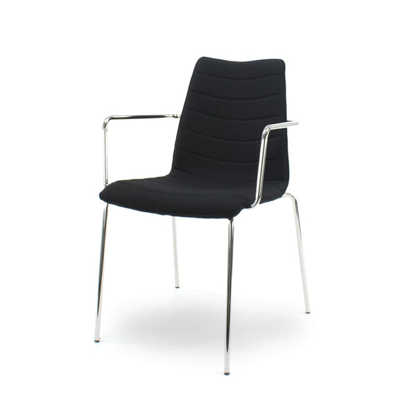 Chaise de salle à manger / chaise de réunion Workliving Verona avec accoudoirs - Mirage noir - Piètement chromé