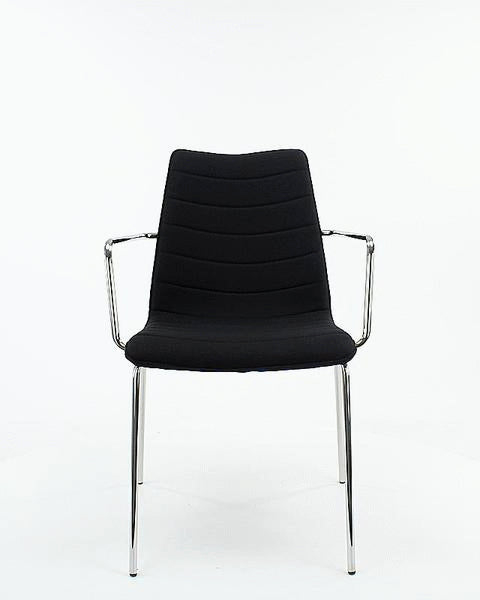 Chaise de salle à manger / chaise de réunion Workliving Verona avec accoudoirs - Mirage noir - Piètement chromé