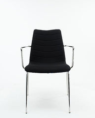 Chaise de salle à manger / chaise de réunion Workliving Verona avec accoudoirs - Mirage noir - Piètement chromé