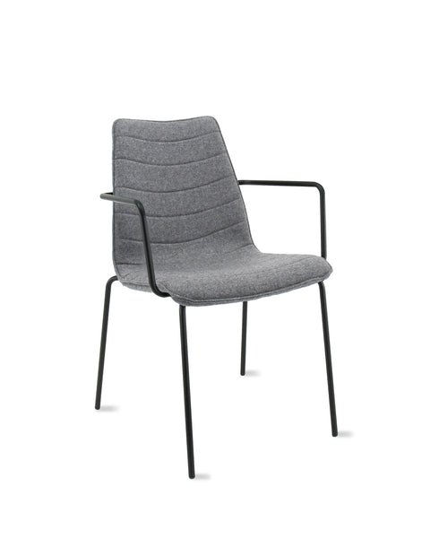 Chaise de salle à manger / de réunion Workliving Verona - Avec accoudoirs - Feutre de laine Fenice 602 gris moyen - cadre noir