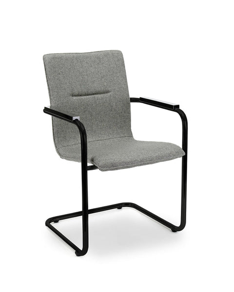 Workliving Meeting Chair X6 - Sled Base - Fenice 602 Middle Grey Wool Felt - Black Frame