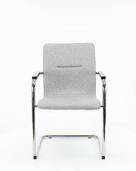 Workliving Meeting Chair X6 - Sled Base - Fenice 602 Middle Grey Wool Felt - Black Frame