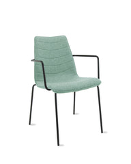 Chaise de salle à manger / chaise de réunion Workliving Verona - Avec accoudoirs - Feutre de laine Fenice 455 vert doux - piètement noir