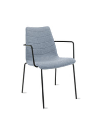 Chaise de salle à manger / chaise de réunion Workliving Verona - Avec accoudoirs - Feutre de laine Fenice 351 bleu clair - piètement noir