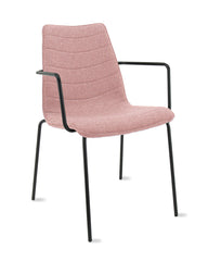 Chaise de salle à manger / chaise de réunion Workliving Verona - Avec accoudoirs - Feutre de laine Fenice 152 rose pâle - piètement noir