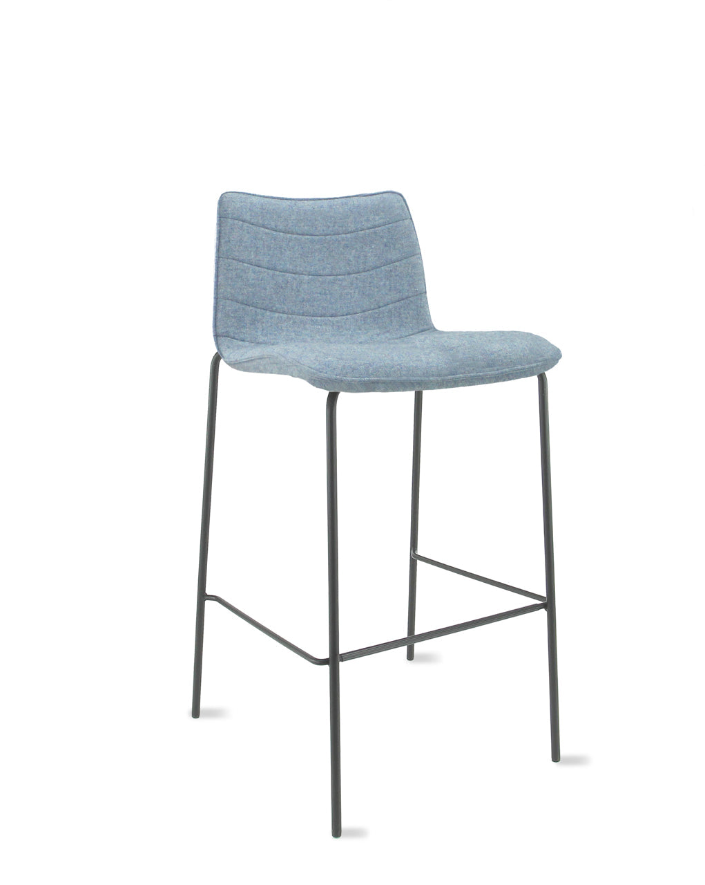 "Tabouret de bar Workliving Verona 75 cm – Feutre de laine Fenice 351 bleu doux – piètement noir"