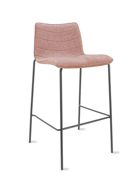 "Tabouret de bar Workliving Verona 75 cm - Feutre de laine Fenice 152 rose tendre - piétement noir"