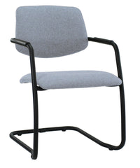 "Workliving Meeting Chair X5 - Sled Base - Fenice 351 Soft Blue Wool Felt - Black Frame"