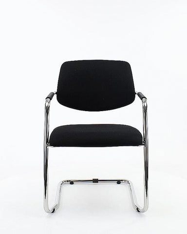 "Workliving Meeting Chair X5 - Sled Base - Fenice 351 Soft Blue Wool Felt - Black Frame"