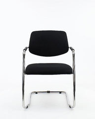 "Workliving Meeting Chair X5 - Sled Base - Fenice 351 Soft Blue Wool Felt - Black Frame"