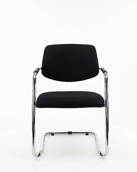 "Workliving Meeting Chair X5 - Sled Base - Fenice 152 Soft Pink Wool Felt - Black Frame"