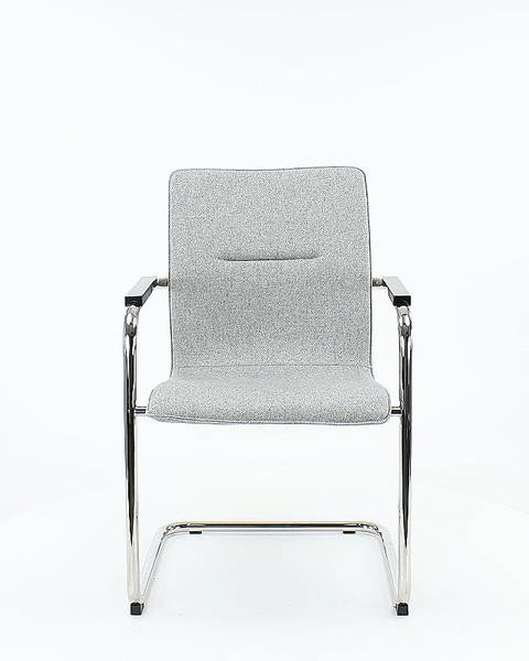 Workliving Meeting Chair X6 - Sled Base - Fenice 351 Soft Blue Wool Felt - Black Frame