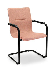 "Workliving Meeting Chair X6 - Sled Frame - Wool Felt Fenice 152 Soft Pink - Black Frame"