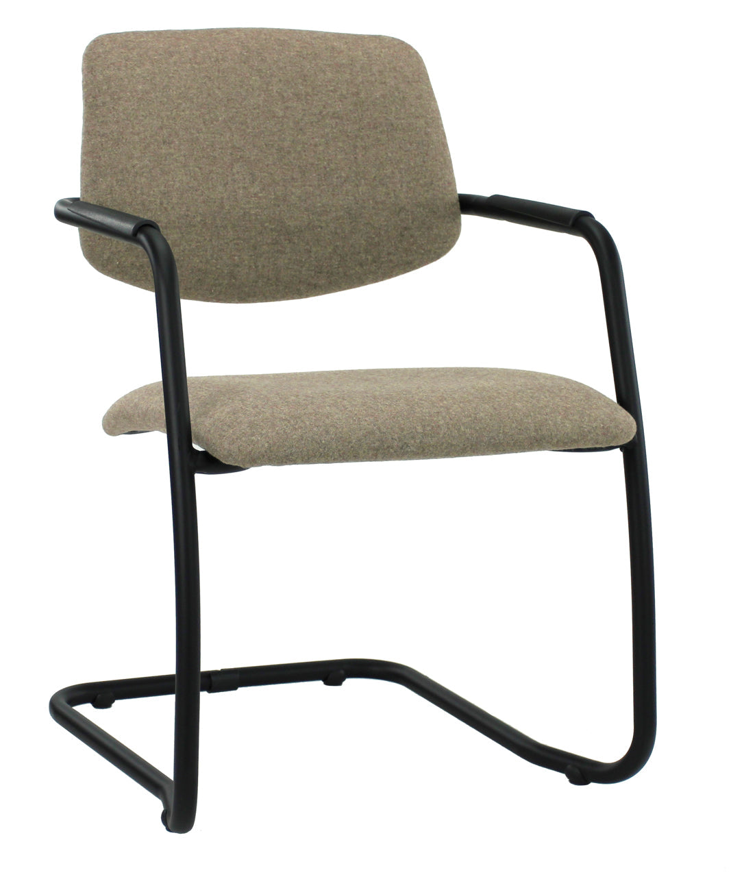 Workliving Meeting Chair X5 - Sled Base - Fenice 511 Light Brown Wool Felt - Black Frame