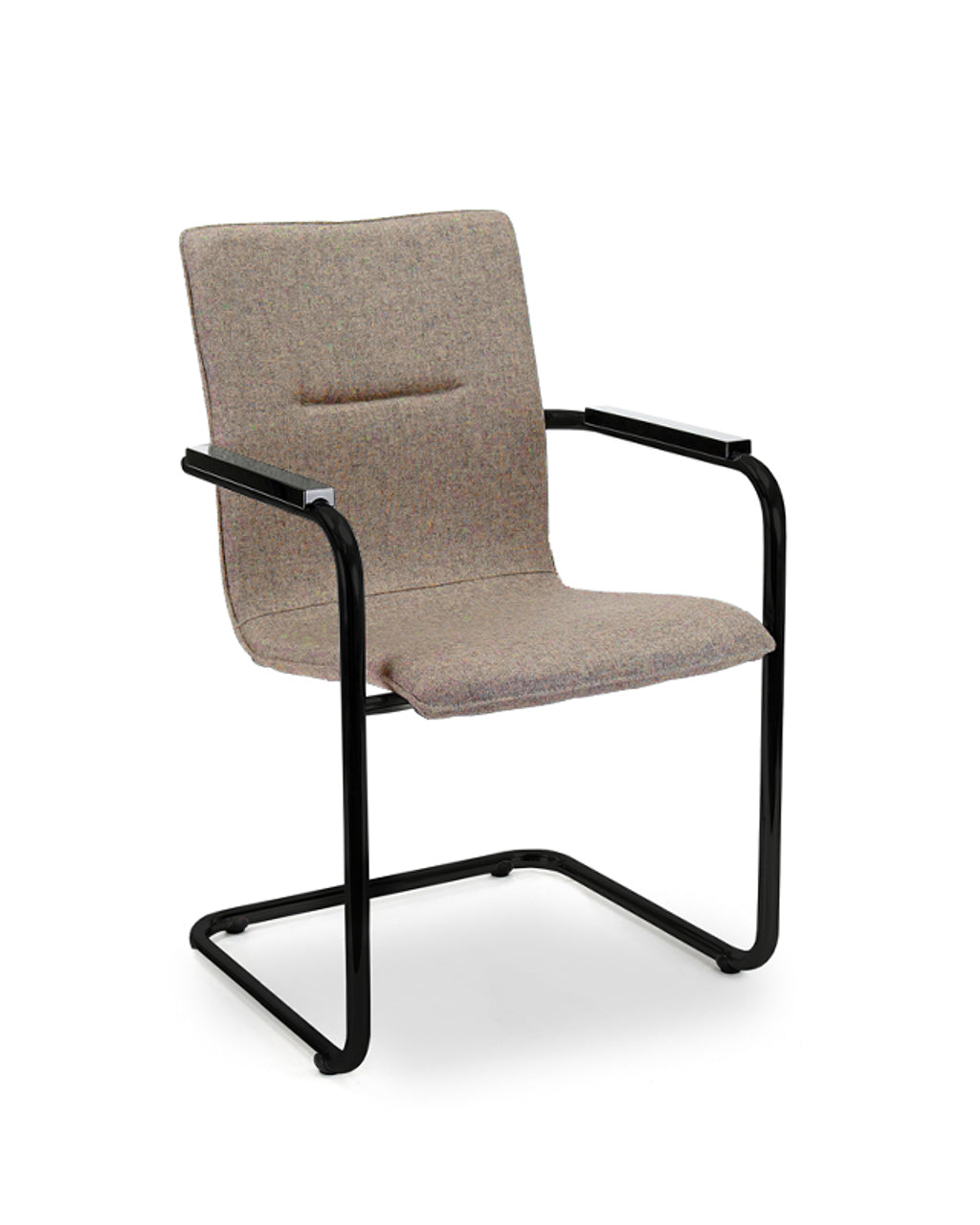 Workliving Meeting Chair X6 - Sled Base - Fenice 511 Light Brown Wool Felt - Black Frame